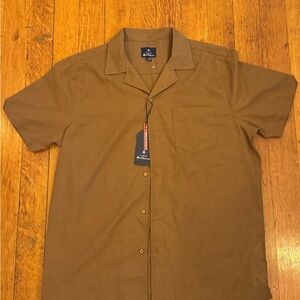 Ben Sherman Linen Blend Mens Short Sleeve Shirt Toasted Coconut